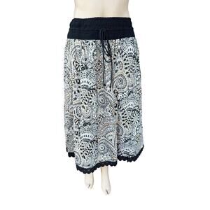 DM Donna Moore 2X Paisley Crochet Midi Skirt Boho NWT